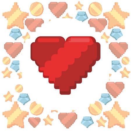 Videogame concept with pixel icon design, vector illustration 10 eps graphic.のイラスト素材