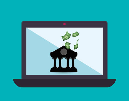 Money bank and online payment graphic design, vector illustrationのイラスト素材