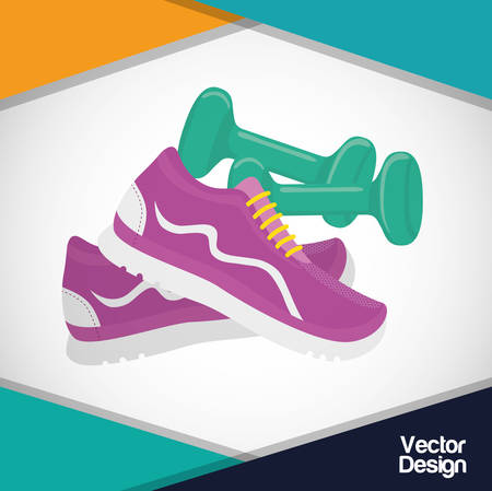 Healthy lifestyle concept with gym icon design, vector illustration 10 eps graphic.のイラスト素材