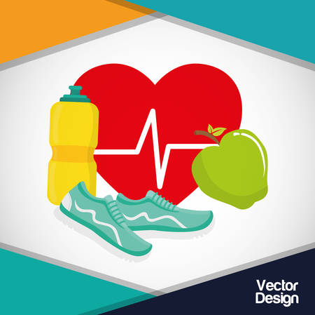 Healthy lifestyle concept with gym icon design, vector illustration 10 eps graphic.のイラスト素材