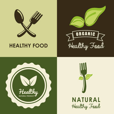 Organic food concept with healthy food  icon design, vector illustration 10 eps graphic.のイラスト素材
