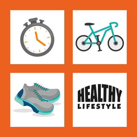 Healthy lifestyle concept with fitness icon design, vector illustration 10 eps graphic.のイラスト素材