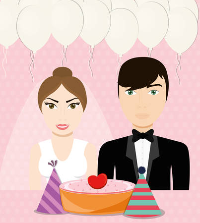 wedding couple concept with icon design, vector illustration 10 eps graphic.のイラスト素材
