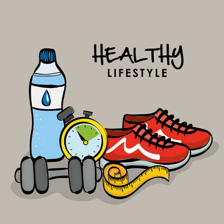 Healthy lifestyle icon concept with icon designのイラスト素材