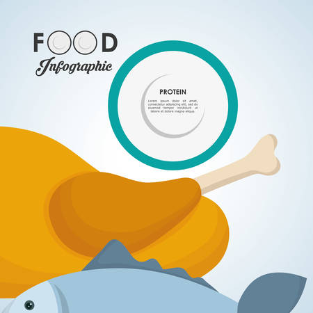 Food Infographic concept with icon design, vector illustration 10 eps graphic.のイラスト素材