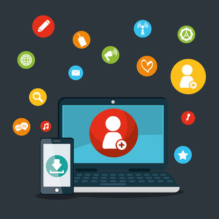 Social media concept with icon design, vector illustration 10 eps graphic.のイラスト素材