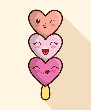 happy and cute Ice cream, pastel colors, flat and kawaii designのイラスト素材