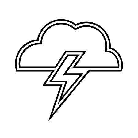 Weather representated by simple cloud and thunder shape design over isolated and flat illustrationのイラスト素材