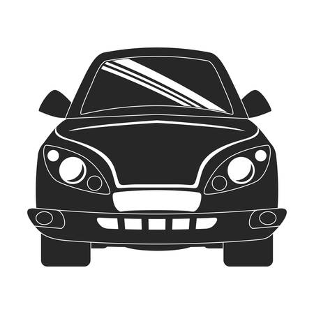 Silhouette of ahead Automobile cartoon design over flat and isolated bakgroundのイラスト素材