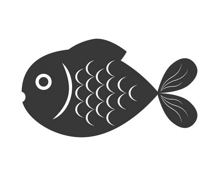 Sea life represented by cartoon fish over isolated and flat illustrationのイラスト素材