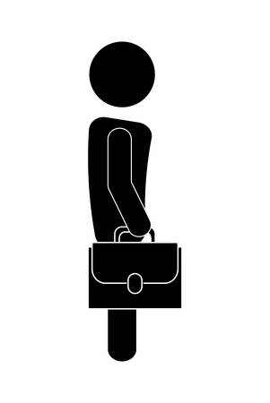 Businessman represented by male pictogram with suitcase over flat and isolated backgroundのイラスト素材