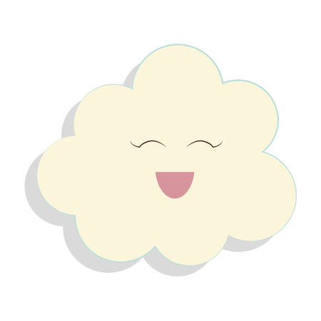 Weather concept represented by cloud with cartoon face icon over flat and isolated backgroundのイラスト素材