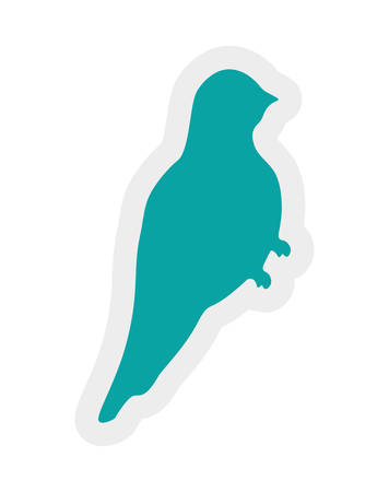 Sticker of a blue and silhouette  bird over isolated and flat backgroundのイラスト素材