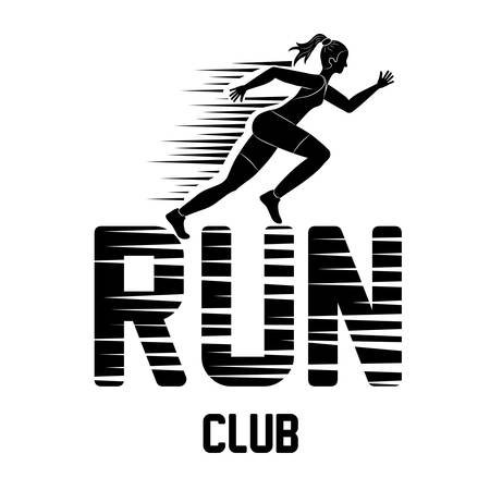 Running represented by woman of side figure design over isolated and flat illustrationのイラスト素材