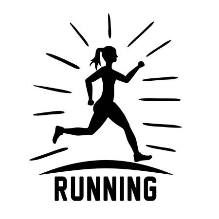 Running represented by woman of side figure design over isolated and flat illustrationのイラスト素材