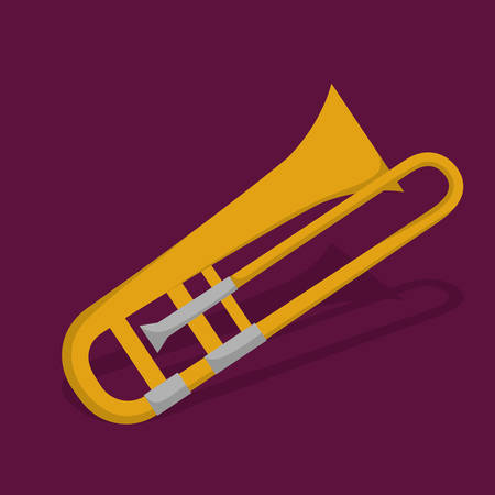 Music instrument concept represented by trumpet icon over flat and purple backgroundのイラスト素材