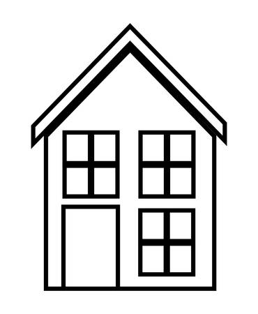 Family home represented by traditional house with door and windows design, isolated and flat illustrationのイラスト素材