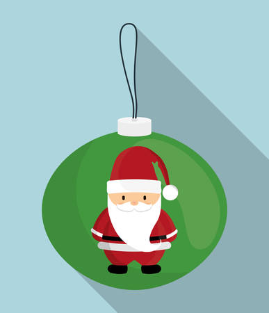 Merry Christmas holidays concept represented by Santa cartoon inside sphere icon over flat and isolated backgroundのイラスト素材