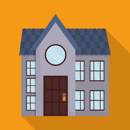 Family House with door, windows and roof over colorfull backgroundのイラスト素材