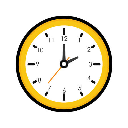 Time concept represented by clock icon over flat and isolated backgroundのイラスト素材
