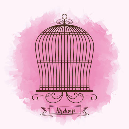 Decoration object concept represented by cute birdcages over splash background illustration, flat and colorfull designのイラスト素材