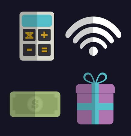 Media represented by Icon set of office and apps concept. Colorfull and flat illustrationのイラスト素材