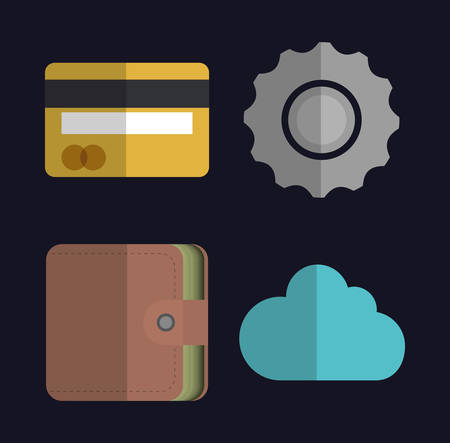 Media represented by Icon set of office and apps concept. Colorfull and flat illustrationのイラスト素材