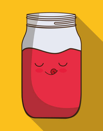 Breakfast represented by kawaii cartoon jam design. Colorfull and flat illustrationのイラスト素材