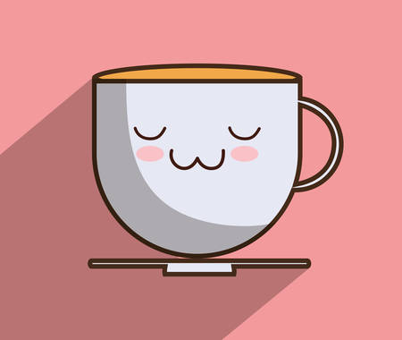 Breakfast represented by kawaii cartoon coffee mug design. Colorfull and flat illustrationのイラスト素材