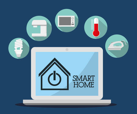 Smart home represented by technology design. colorfulll and flat illustrationのイラスト素材
