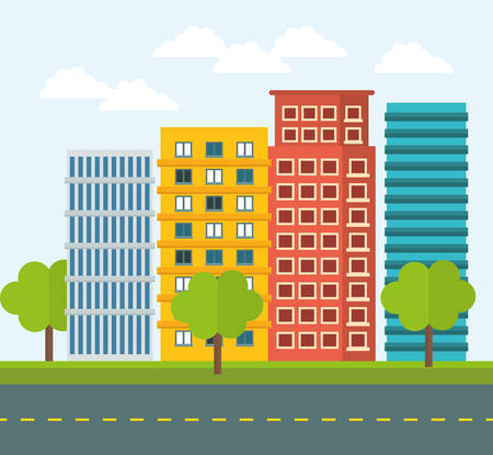 Urban design over white background, vector illustration.のイラスト素材
