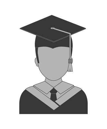Graduation and University concept represented by graduation cap and boy  icon over flat and isolated backgroundのイラスト素材