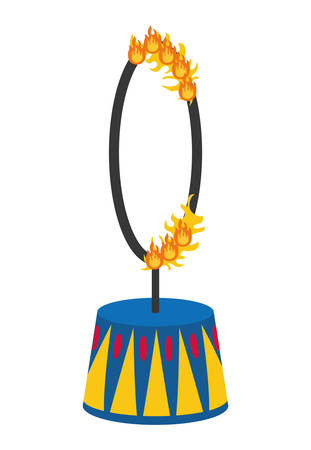 Circus and carnival concept represented by fire ring icon over isolated and flat backgroundのイラスト素材