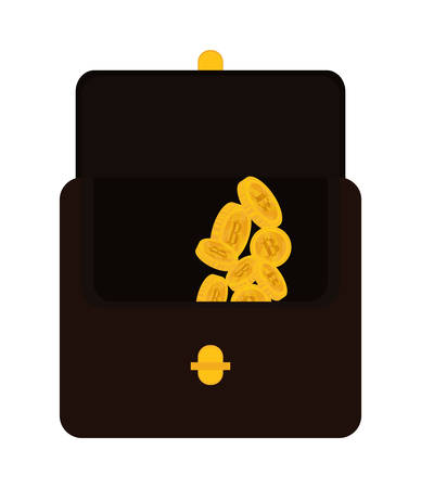 Bitcoin concept represented by coin and suitcase icon over isolated and flat backgroundのイラスト素材