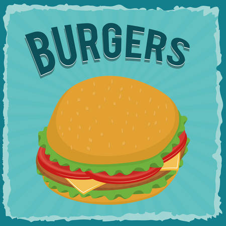 Fast food concept represented by Hamburger icon. Property of colorfull and retro illustrationのイラスト素材