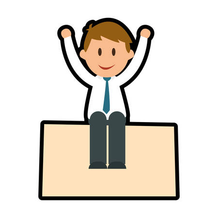 Businessman concept represented by cartoon man on labe icon. isolated and flat illustrationのイラスト素材