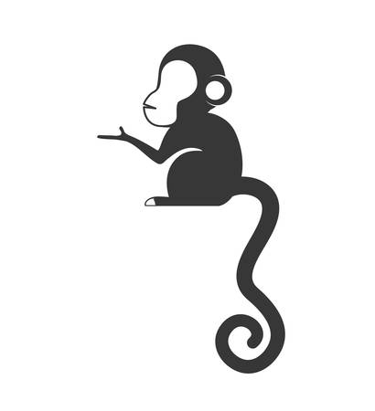 Cute animal concept represented by cartoon monkey icon. Isolated and Flat illustrationのイラスト素材