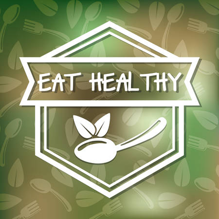 Natural and organic product concept represented by leaf and spoon  icon. Colorfull illustration.のイラスト素材