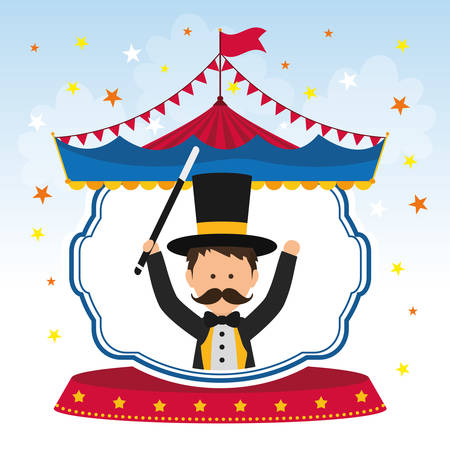 Circus and carnival concept represented by magician icon. Colorfull illustration.のイラスト素材