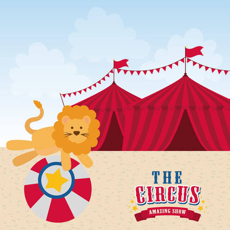 Circus and carnival concept represented by Lion icon. Colorfull illustration.のイラスト素材
