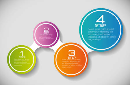 Data and steps represented by multicolored infographics labels icon. Colorfull and isolated illustrationのイラスト素材