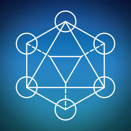 White Shape design represented by Sacred geometry icon. Colorfull illustration. Blue backgroundのイラスト素材