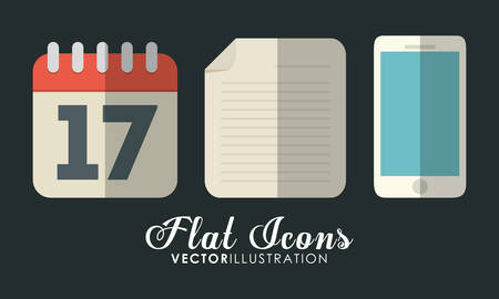 Office instrument concept represented by calendar, smartphone and document icon. Colorfull and Flat illustration.のイラスト素材