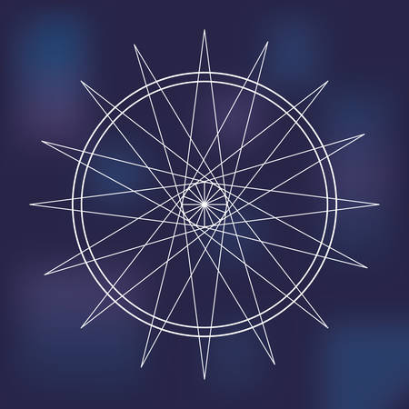 White Shape design represented by Sacred geometry icon. Colorfull illustration. Blue backgroundのイラスト素材