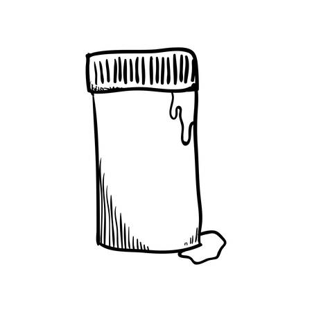 Instrument, creative and school supply concept represented by paint tube icon. Isolated and sketch illustration.のイラスト素材