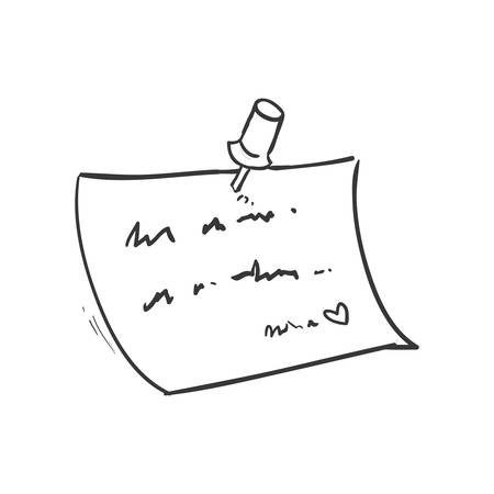 Note concept represented by paper icon. Isolated and sketch illustrationのイラスト素材