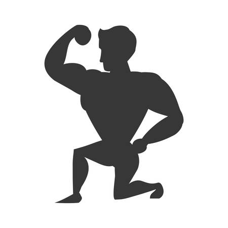 Healthy lifestyle and bodybuilder concept represented by Muscle man icon. Isolated and flat illustrationのイラスト素材
