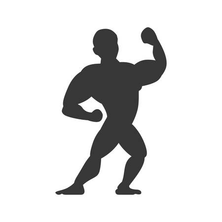 Healthy lifestyle and bodybuilder concept represented by Muscle man icon. Isolated and flat illustrationのイラスト素材
