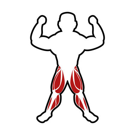 Healthy lifestyle and bodybuilder concept represented by Muscle man icon. Isolated and flat illustrationのイラスト素材