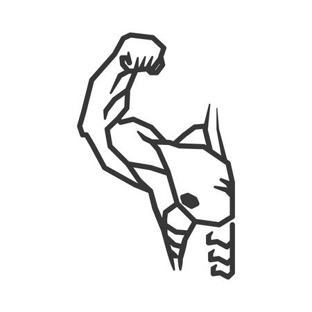 Healthy lifestyle and bodybuilder concept represented by Muscle man icon. Isolated and flat illustrationのイラスト素材